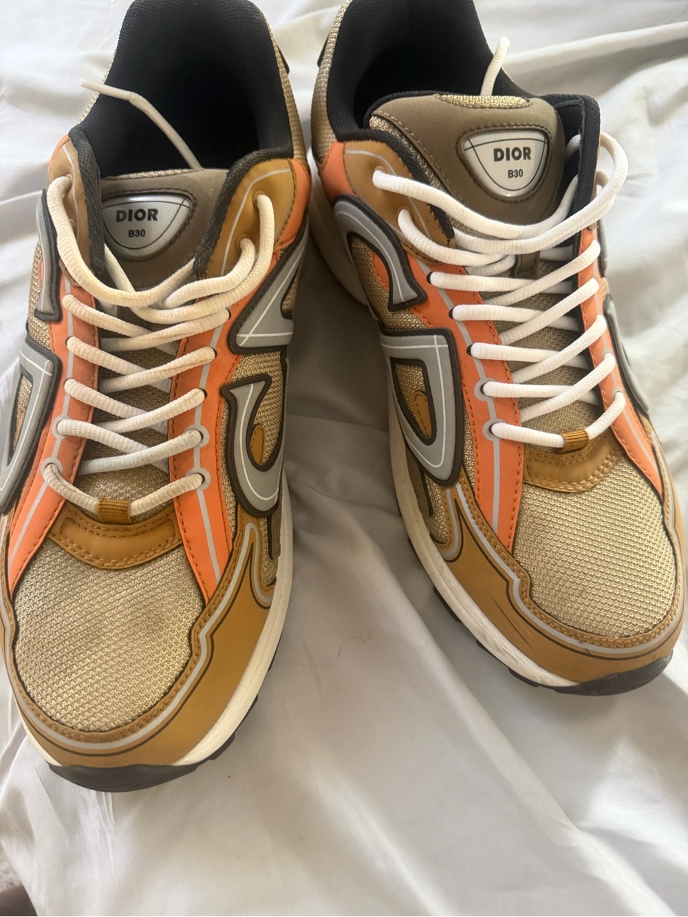 Dior Men's Orange & Tan B30 Low-Top Sneakers